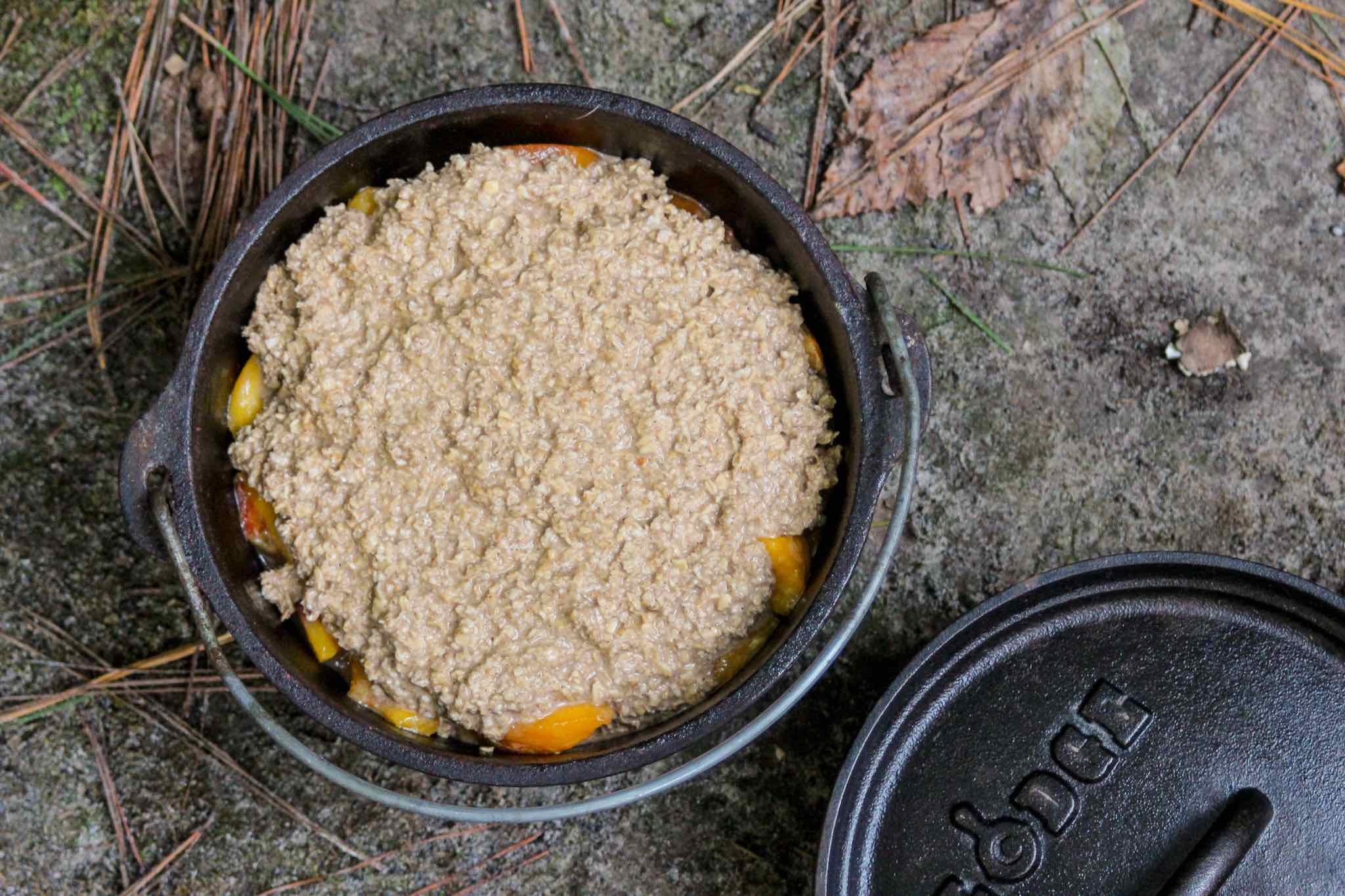 peach baked oatmeal before baking