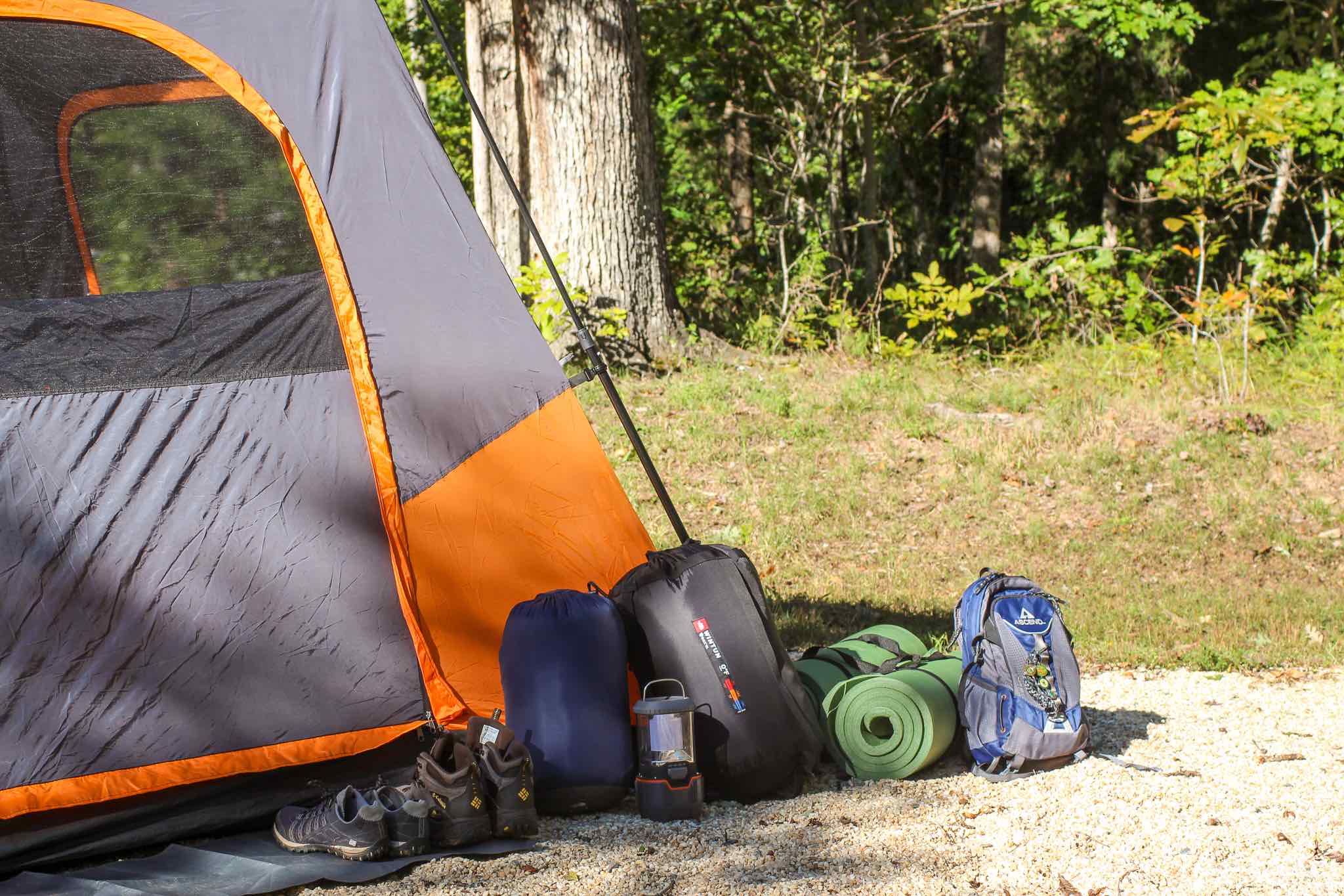tent and associated camping gear