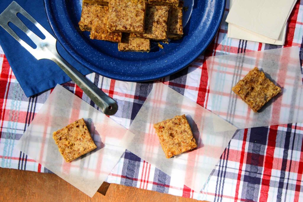 Plate of caramel pecan dream bars